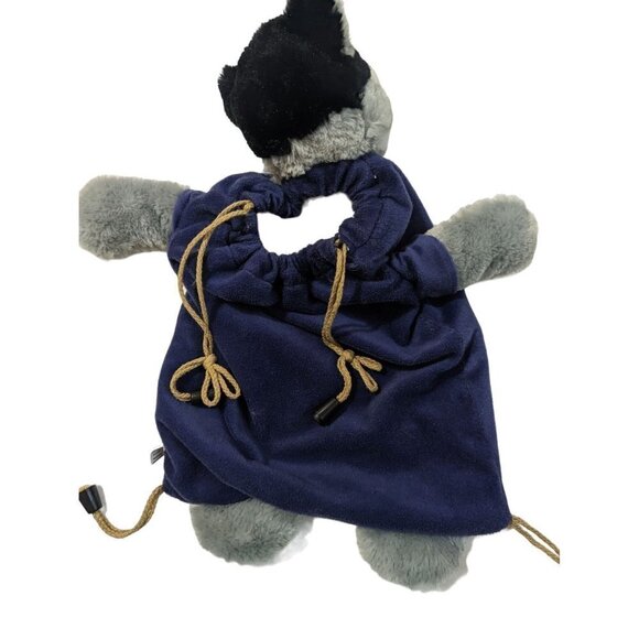 UW drawstring bag Racoon Badger lush blue gold   21 x 12 inches - Picture 4 of 8